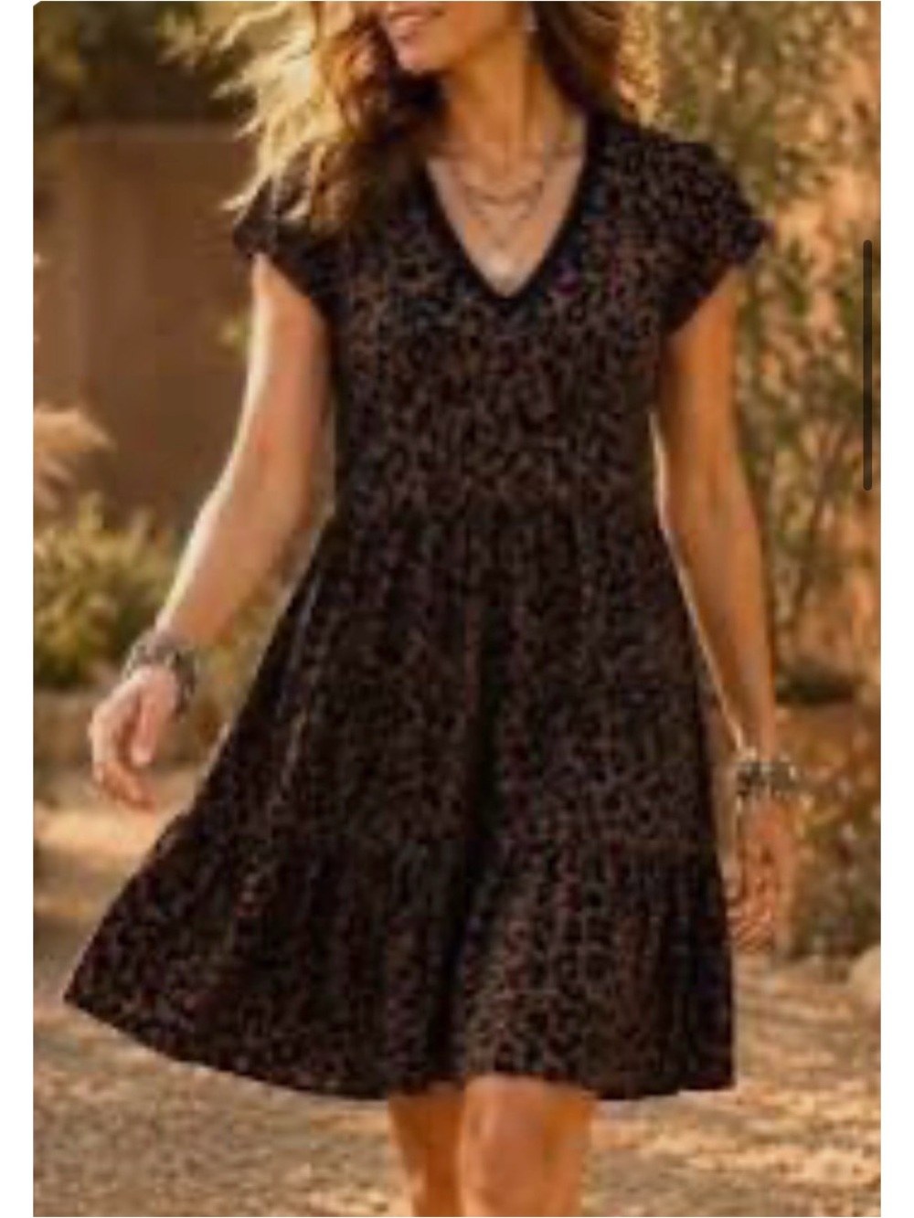 Women’s Black Leopard Print V-Neck Dress